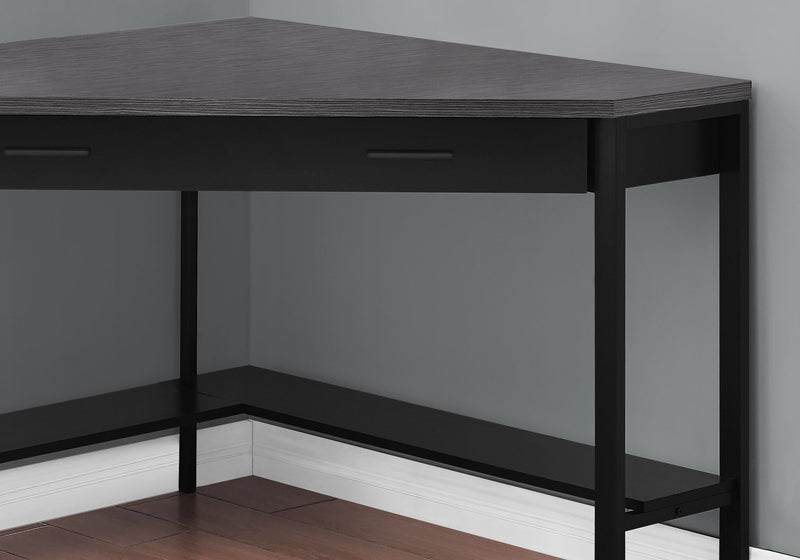 Computer Desk - 42"L / Black / Grey Top Corner / Black - I 7503