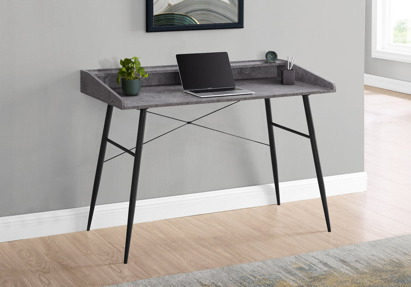 Computer Desk - 48"L / Grey Stone-Look / Black Metal - I 7540