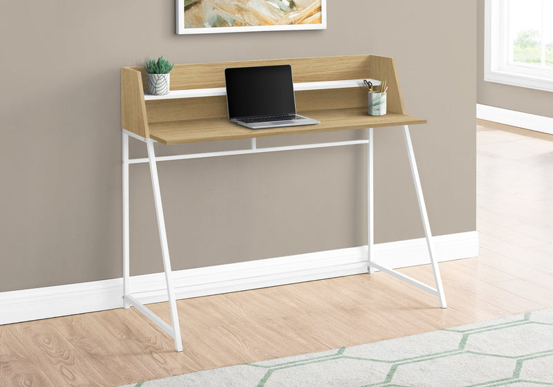 Computer Desk - 48"L / Natural / White Metal - I 7543