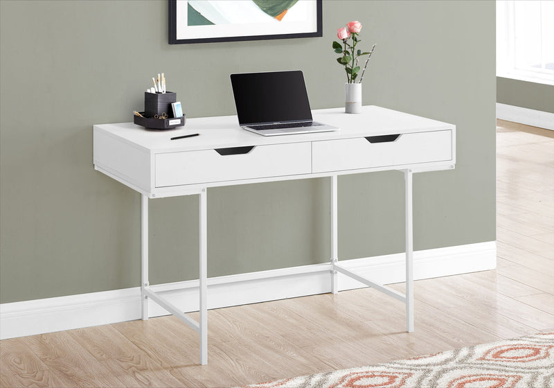 Computer Desk - 48"L / White / White Metal - I 7554