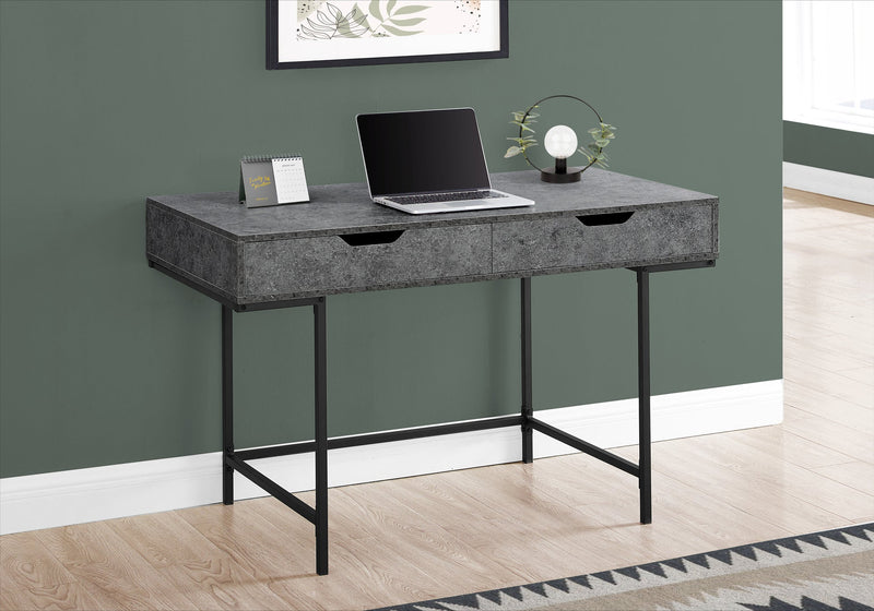 Computer Desk - 48"L / Grey Stone-Look / Black Metal - I 7559