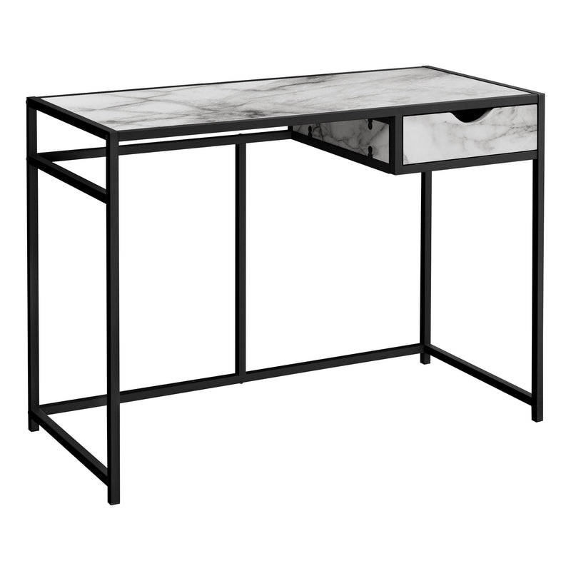 Computer Desk - 42"L / White Marble-Look / Black Metal - I 7571