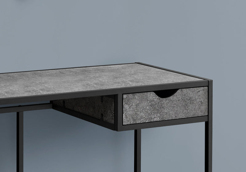 Computer Desk - 42"L / Grey Stone-Look / Black Metal - I 7573