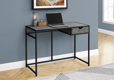 Computer Desk - 42"L / Grey Stone-Look / Black Metal - I 7573