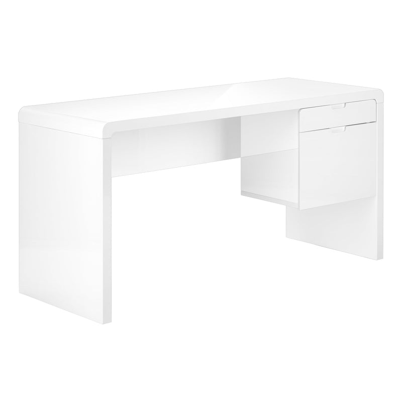 Computer Desk - 60"L / High Glossy White L/R Face Drawer - I 7581