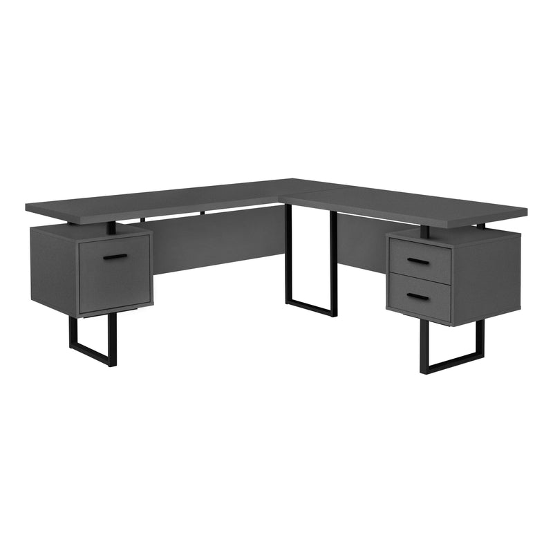 Computer Desk - 70"L / Modern Grey / Black Metal / L/R - I 7615