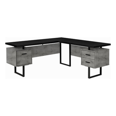 Computer Desk - 70"L / Black/ Concrete/ Black Metal / L/R - I 7617