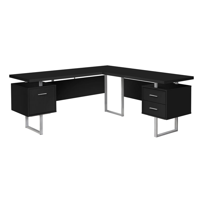 Computer Desk - 70"L / Black / Silver Metal / L/R Face - I 7619