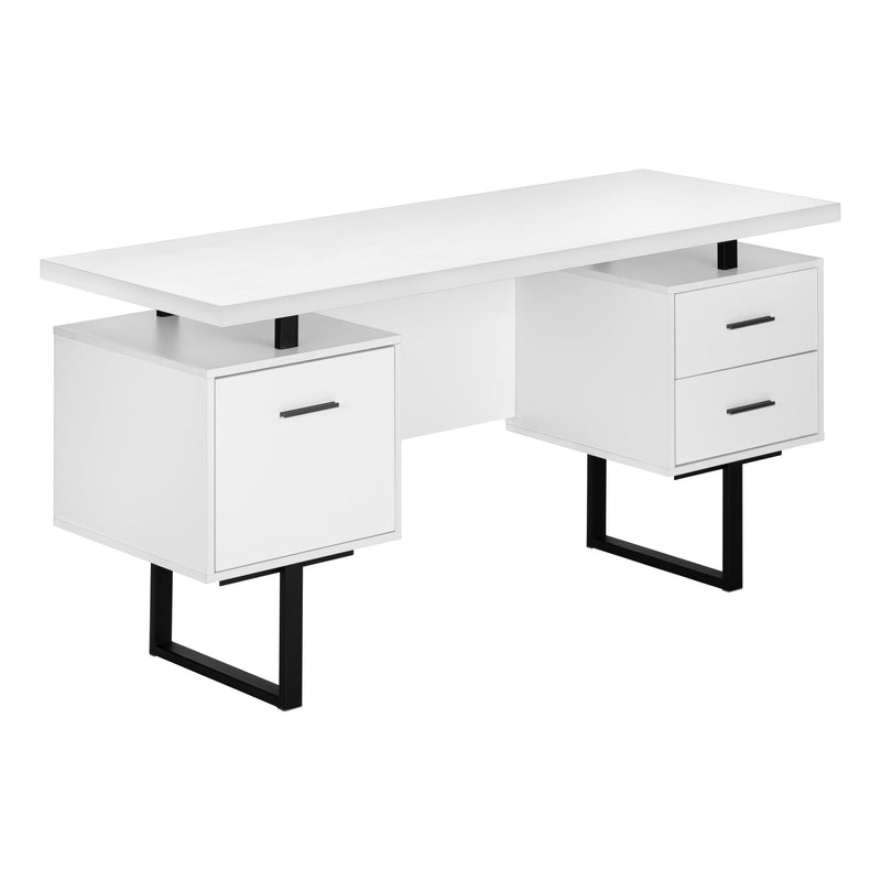 Computer Desk - 60"L / White / Black Metal - I 7631