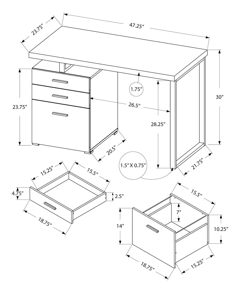 Computer Desk - 48"L / Reclaimed Wood / Black Metal / L/R - I 7642