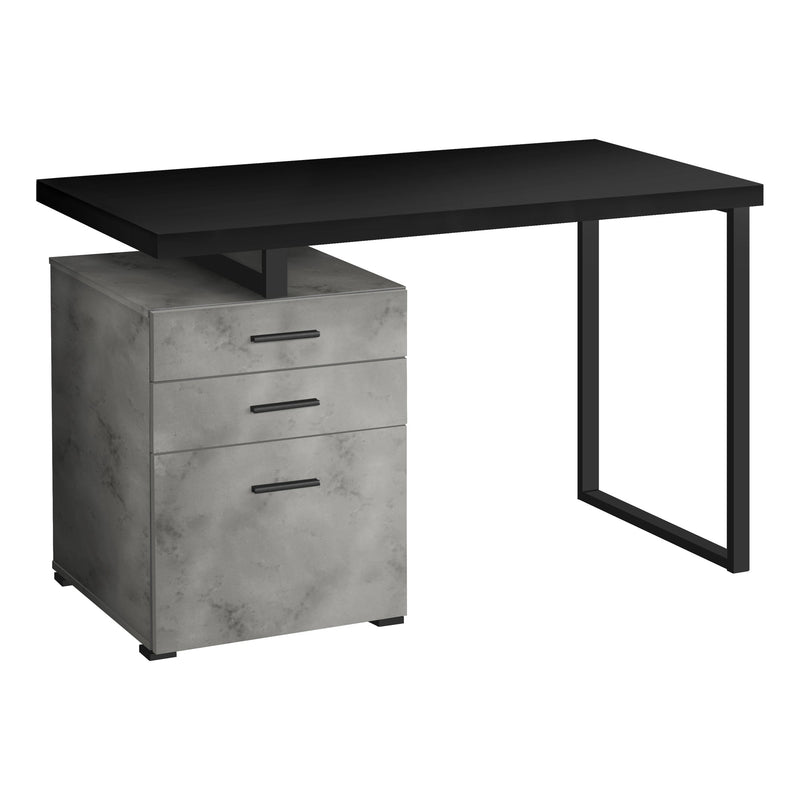 Computer Desk - 48"L / Black/ Concrete/ Black Metal / L/R - I 7647
