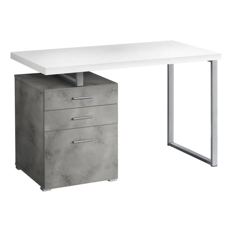 Computer Desk - 48"L / White/ Concrete/ Silver Metal/ L/R - I 7648