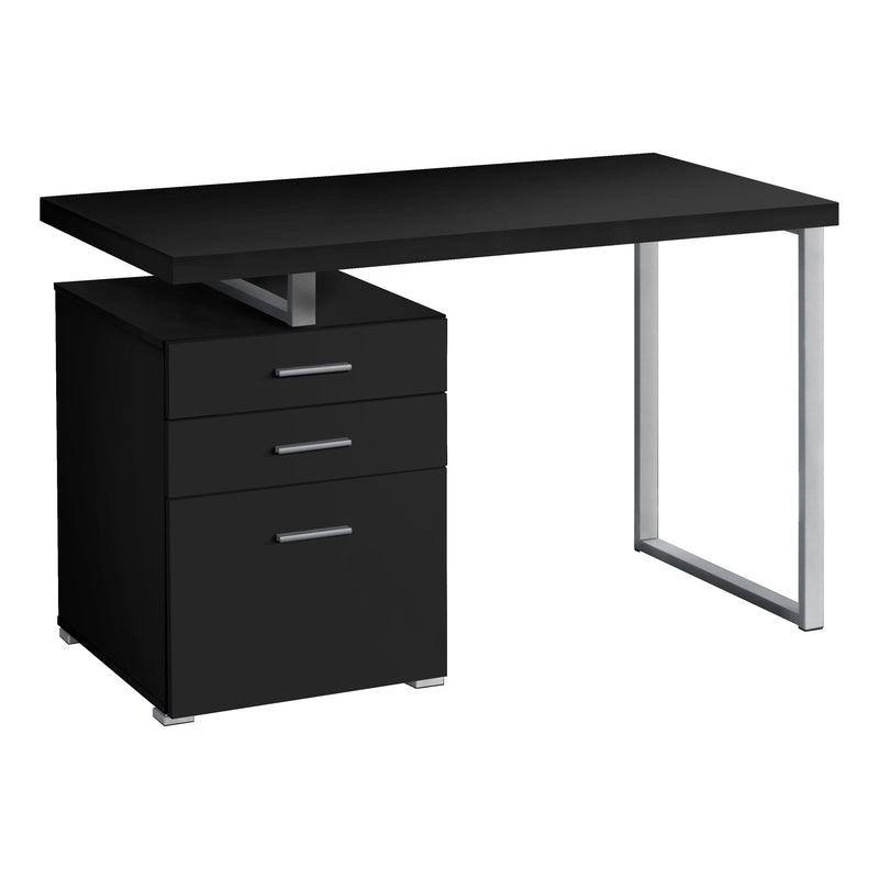 Computer Desk - 48"L / Black / Silver Metal / L/R Face - I 7649