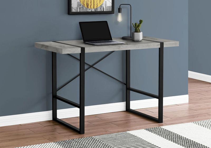 Computer Desk - 48"L / Grey Concrete-Look / Black Metal - I 7661