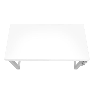Computer Desk - 48"L / White / Adj.Height/ Silver Metal - I 7683