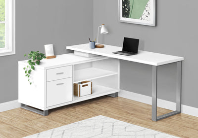 Computer Desk - 72"L White / Silver Executive Corner - I 7716