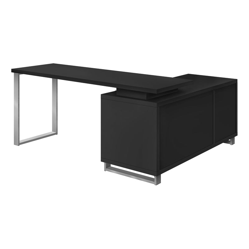 Computer Desk - 72"L Black / Silver Executive Corner - I 7717