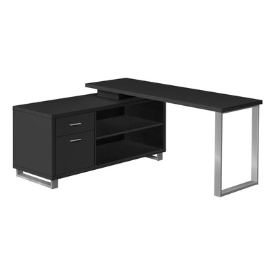Computer Desk - 72"L Black / Silver Executive Corner - I 7717