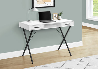 Computer Desk - 42"L / White / Black Metal - I 7790