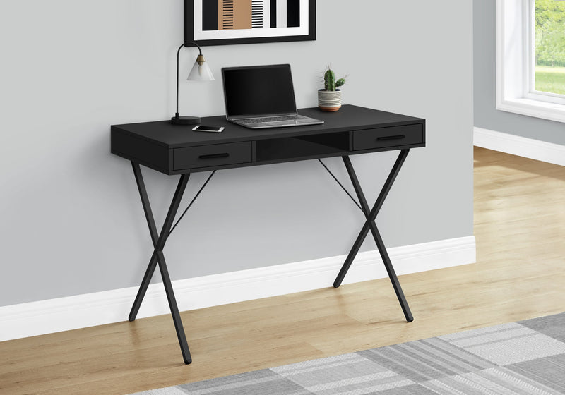 Computer Desk - 42"L / Black / Black Metal - I 7791