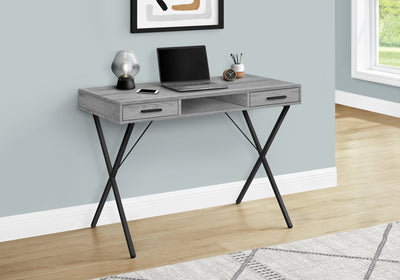 Computer Desk - 42"L / Grey / Black Metal - I 7792