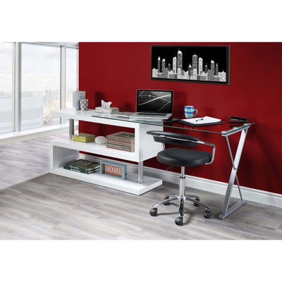 Torino Swivel Computer Desk in White Glossy Finish - MA-739WT-15