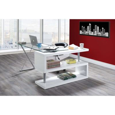 Torino Swivel Computer Desk in White Glossy Finish - MA-739WT-15