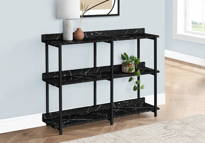 Accent Table - 48"L / Black Marble / Black Metal Console - I 2220