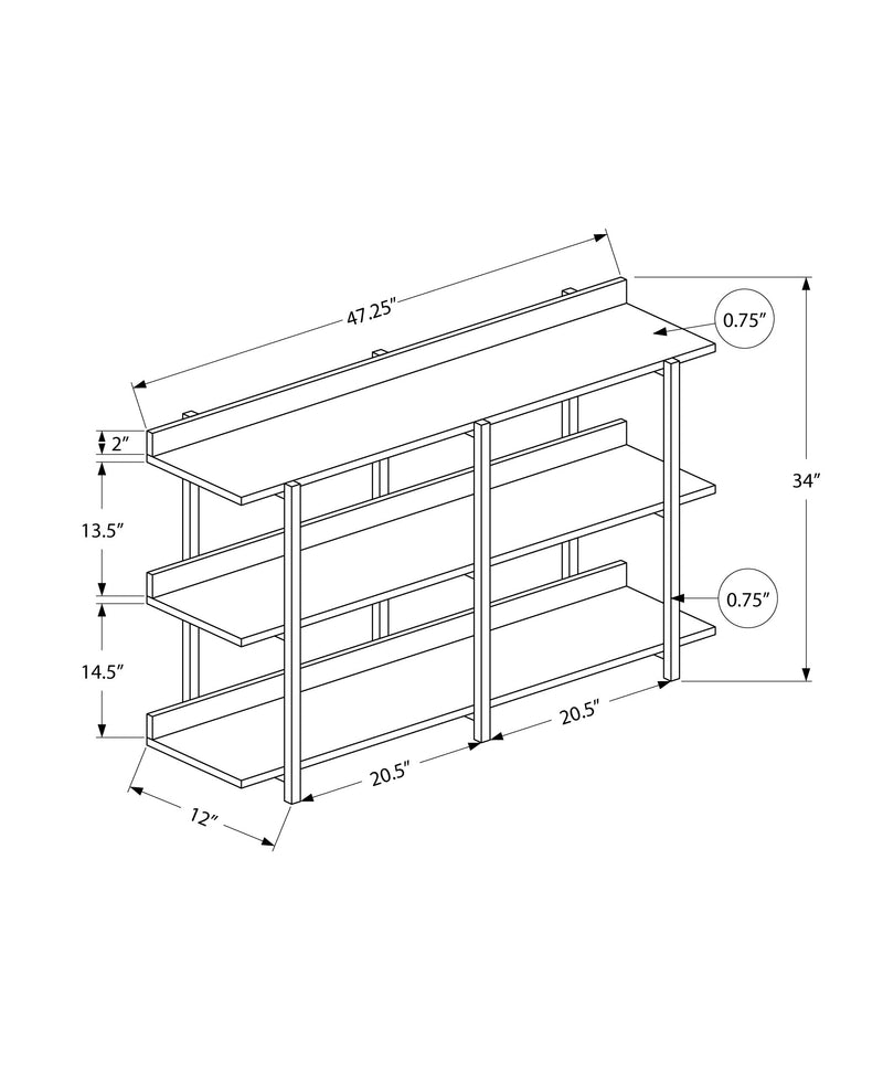 Accent Table - 48"L / Natural / White Metal Hall Console - I 2222