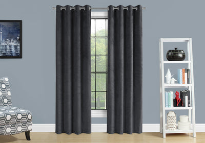 Curtain Panel - 2Pcs / 52"W X 95"H Grey Room Darkening - I 9824
