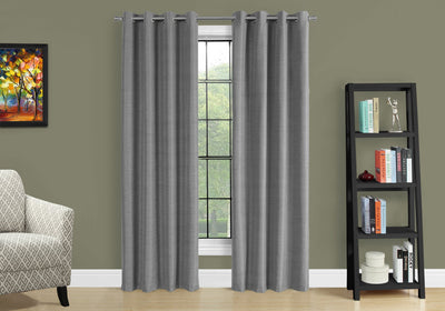 Curtain Panel - 2Pcs / 52"W X 84"H Grey Solid Blackout - I 9841