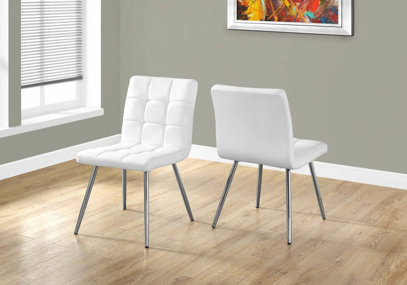 2 Pcs 32"H White Leather-Look Dining Chair - I 1071