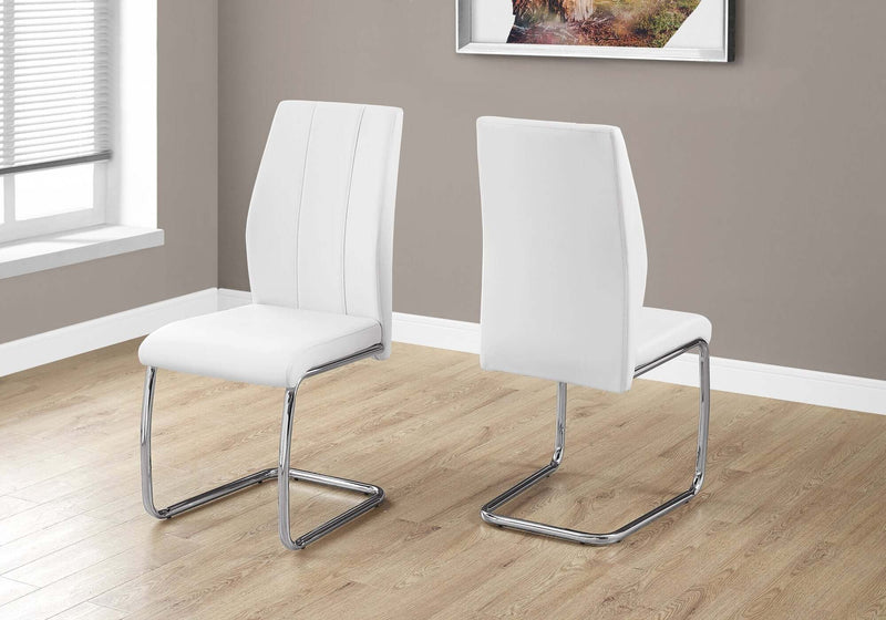 2 Pcs 39"H White Leather-Look Dining Chair - I 1075