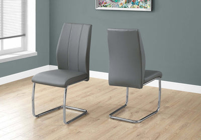 2 Pcs 39"H Grey Leather-Look Dining Chair - I 1077