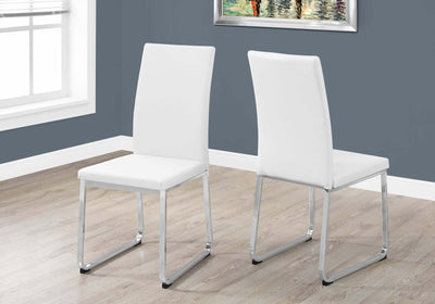 2 Pcs 38"H White Leather-Look Dining Chair - I 1093