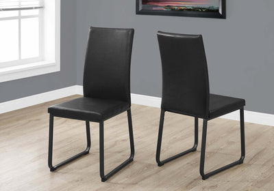 2 Pcs 38"H Black Leather-Look Dining Chair - I 1106