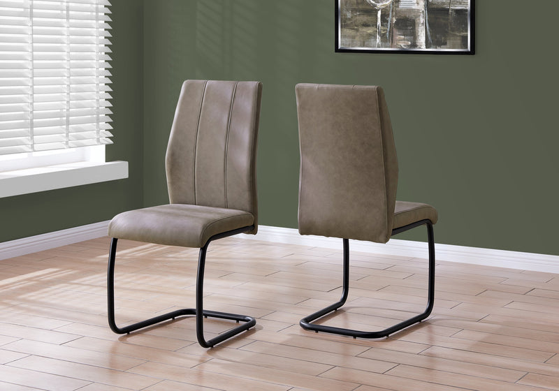 Dining Chair - 2Pcs / 39"H / Taupe Fabric / Black Metal - I 1114