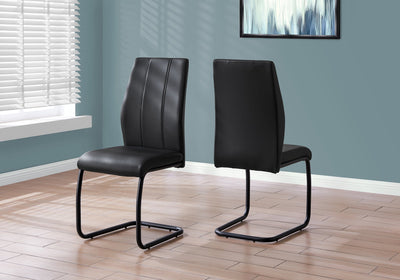 Dining Chair - 2Pcs / 39"H / Black Leather-Look / Metal - I 1123