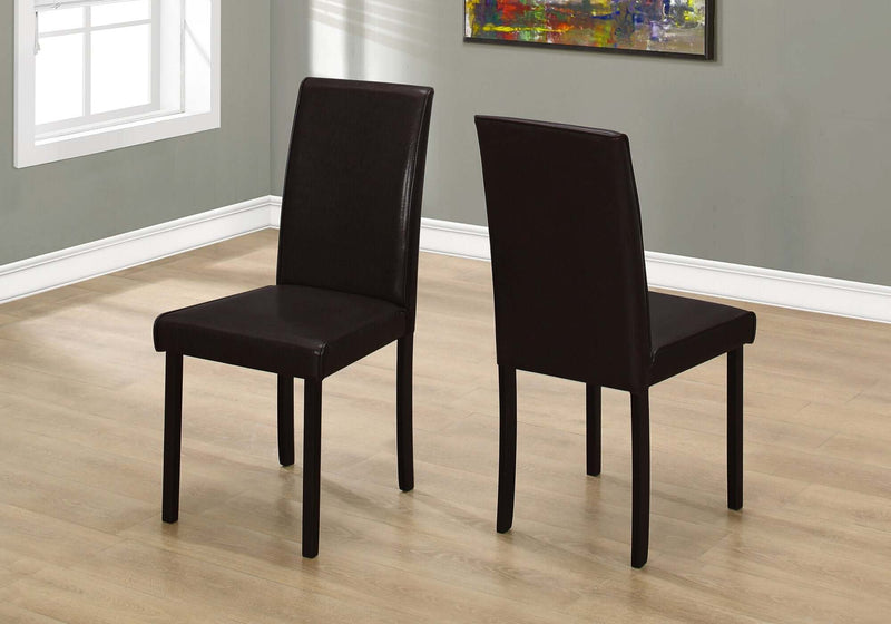 2 Pcs 36"H Dark Brown Leather-Look Dining Chair - I 1172