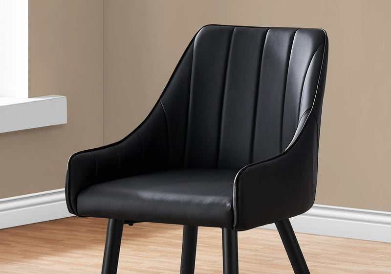 Dining Chair - 2Pcs / 33"H / Black Leather-Look / Black - I 1187