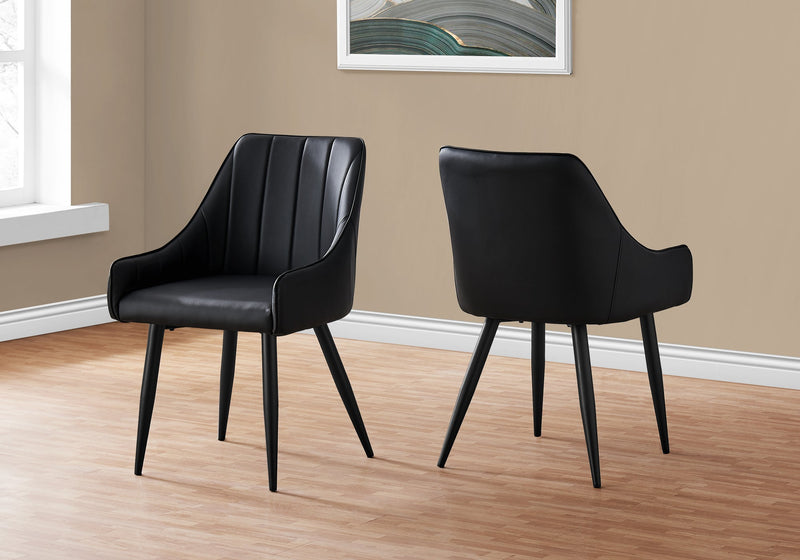 Dining Chair - 2Pcs / 33"H / Black Leather-Look / Black - I 1187