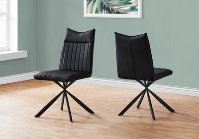 Dining Chair - 2Pcs / 36"H / Black Leather-Look / Black - I 1215