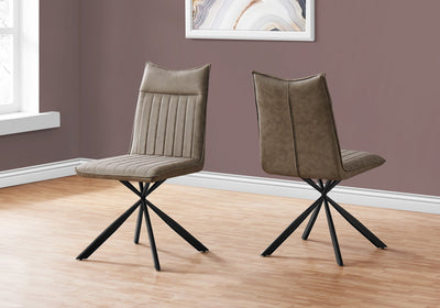 Dining Chair - 2Pcs / 36"H / Taupe Fabric / Black Metal - I 1216