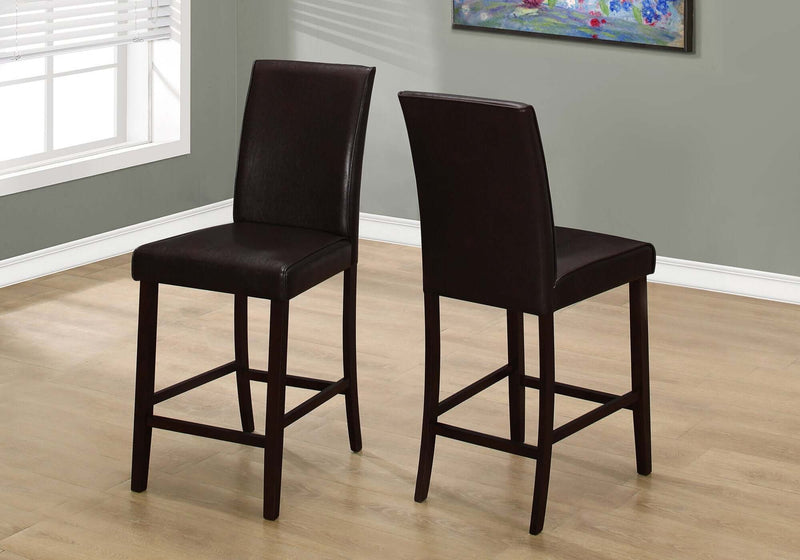 2 Pcs Brown Leather-Look Counter Height Dining Chair - I 1901