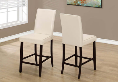 2 Pcs Ivory Leather-Look Counter Height Dining Chair - I 1903