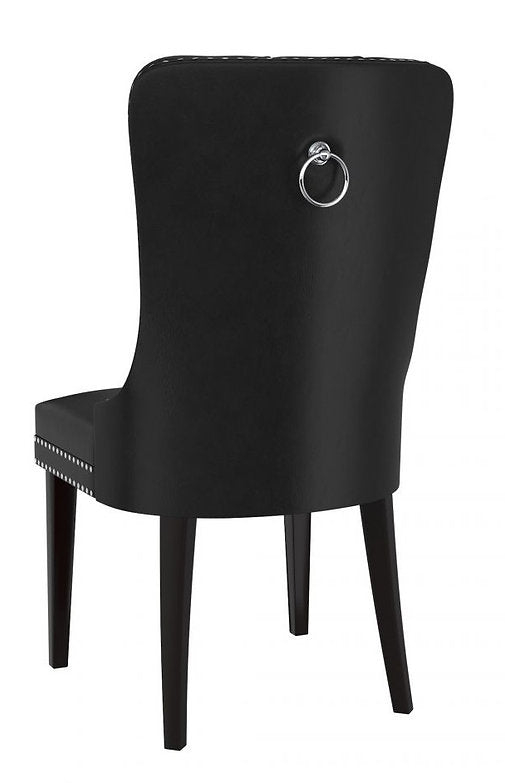 Black Bonded Leather Dining Chair with Unique Accents - IF-C-1150