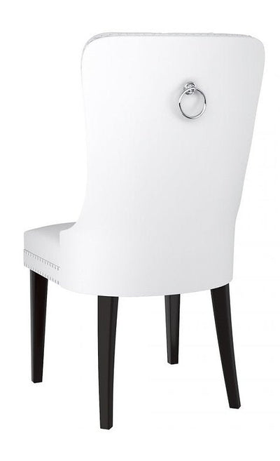 White Bonded Leather Dining Chair with Unique Accents - IF-C-1151