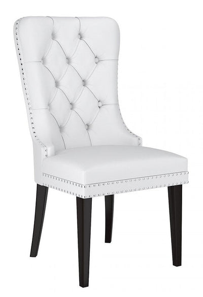 White Bonded Leather Dining Chair with Unique Accents - IF-C-1151