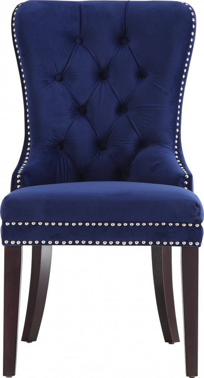Navy Velvet Dining Chair with Nail Head Details - IF-C-1222 / BX-F-450-NY