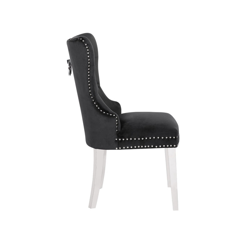 Black Velvet Dining Chair with Stainless Steel legs and Chrome Knocker - IF-C-1261